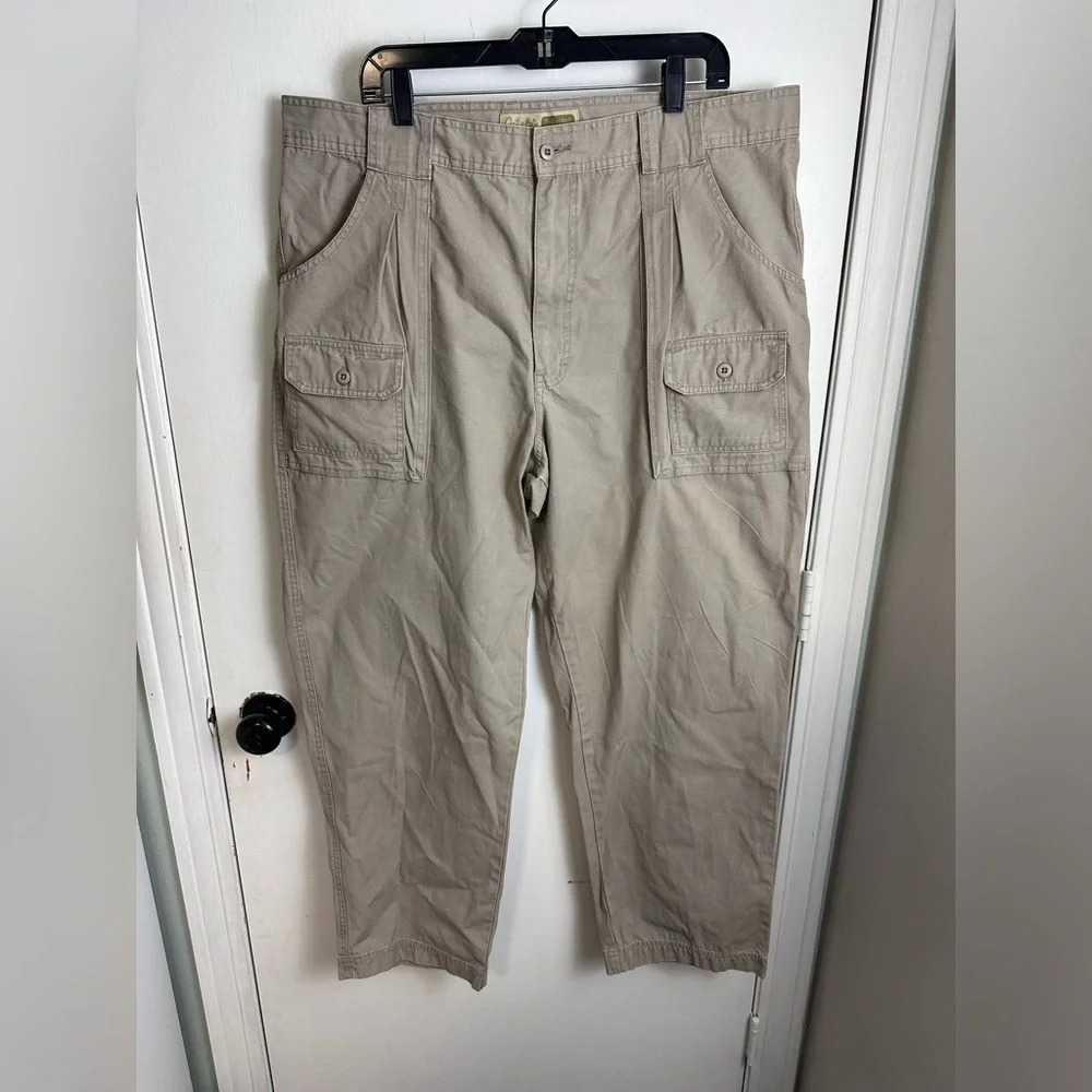 Cabelas men’s 7-pocket hiker cotton beige Cargo pants 40W 30L #1008